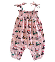 Load image into Gallery viewer, Pink Golf Cart / Organic Smocked Jumpsuit (Baby - Kids)
