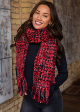 Load image into Gallery viewer, Red/Grey/Black Loom Woven Long Scarf
