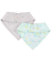 Load image into Gallery viewer, Baby Bandana Bibs Knit 2-Pack - Dove Gray &amp; Take Flight
