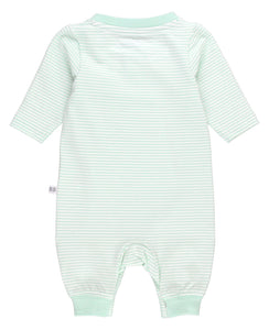 Baby Tiny Mint Stripe Knit Henley Pocket Romper