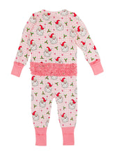 Load image into Gallery viewer, Baby Girls Dear Santa Bamboo Viscose Convertible Ruffle One Piece Pajama
