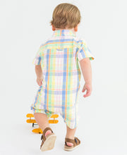 Load image into Gallery viewer, Baby Boys Clubhouse Plaid Short Sleeve Woven Button-Up Romper
