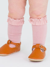 Load image into Gallery viewer, Girls 3-Pack Knee High Ruffle Socks - Mauve, Cloud Blue, &amp; Ivory
