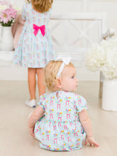 Load image into Gallery viewer, Baby Girls Bows and Bouquets Knit Puff Sleeve Skirted Romper
