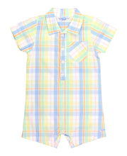 Load image into Gallery viewer, Baby Boys Clubhouse Plaid Short Sleeve Woven Button-Up Romper
