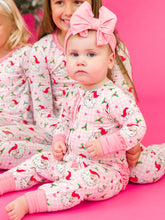 Load image into Gallery viewer, Baby Girls Dear Santa Bamboo Viscose Convertible Ruffle One Piece Pajama
