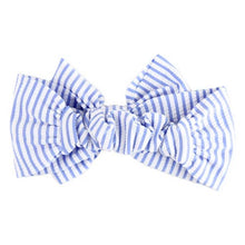 Load image into Gallery viewer, Periwinkle Blue Seersucker Swim Bow Headband
