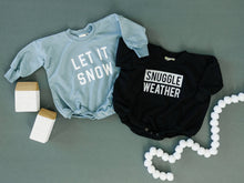 Load image into Gallery viewer, Let It Snow Oversized Sweatshirt Romper in Dusty Blue
