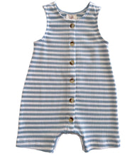 Load image into Gallery viewer, Dusty Blue Stripe / Organic Ribbed Bay Shortie (Baby - Kids)
