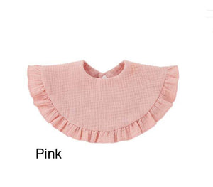 Muslin Ruffle Baby Bib in Pink