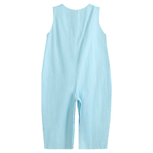 Blue Santa Smocked Overalls