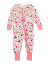 Load image into Gallery viewer, Baby Girls Dear Santa Bamboo Viscose Convertible Ruffle One Piece Pajama
