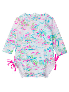 Tropical Resort Long Sleeve One Piece Rash Guard