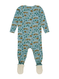 Baby Boys Beary Happy Camper Bamboo Viscose Footed One Piece Pajama