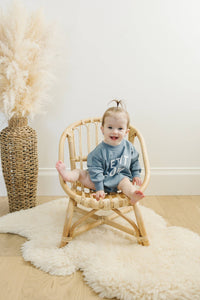 Let It Snow Oversized Sweatshirt Romper in Dusty Blue