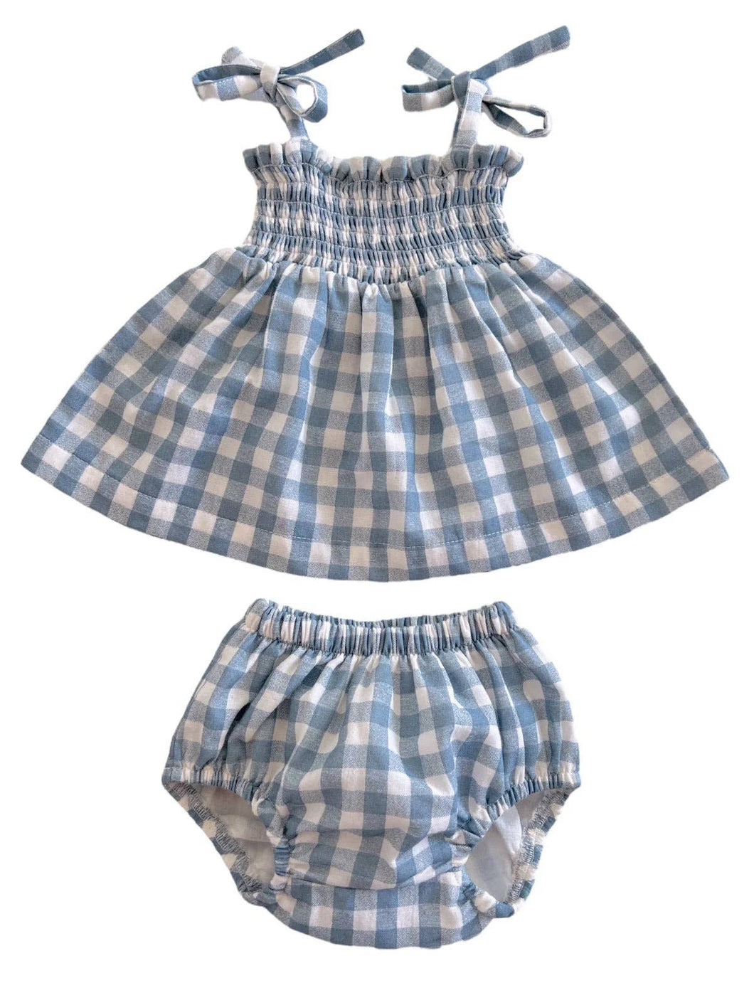 Blue Gingham / Organic Smocked Set (Baby - Kids)