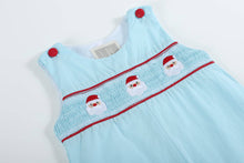 Load image into Gallery viewer, Blue Santa Smocked Overalls
