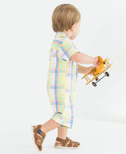 Load image into Gallery viewer, Baby Boys Clubhouse Plaid Short Sleeve Woven Button-Up Romper
