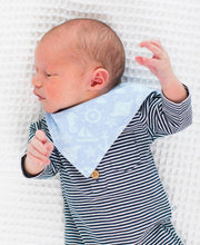 Load image into Gallery viewer, Baby Bandana Bibs Knit 2-Pack -  Navy &amp; Coastal Treasures
