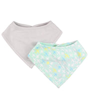 Load image into Gallery viewer, Baby Bandana Bibs Knit 2-Pack - Dove Gray &amp; Take Flight
