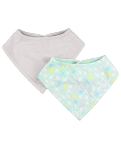 Baby Bandana Bibs Knit 2-Pack - Dove Gray & Take Flight