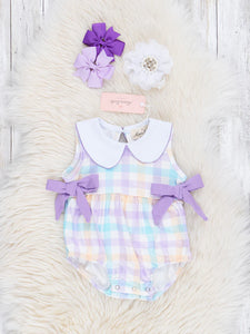 Lilac Pastel Plaid Ruffle Bubble