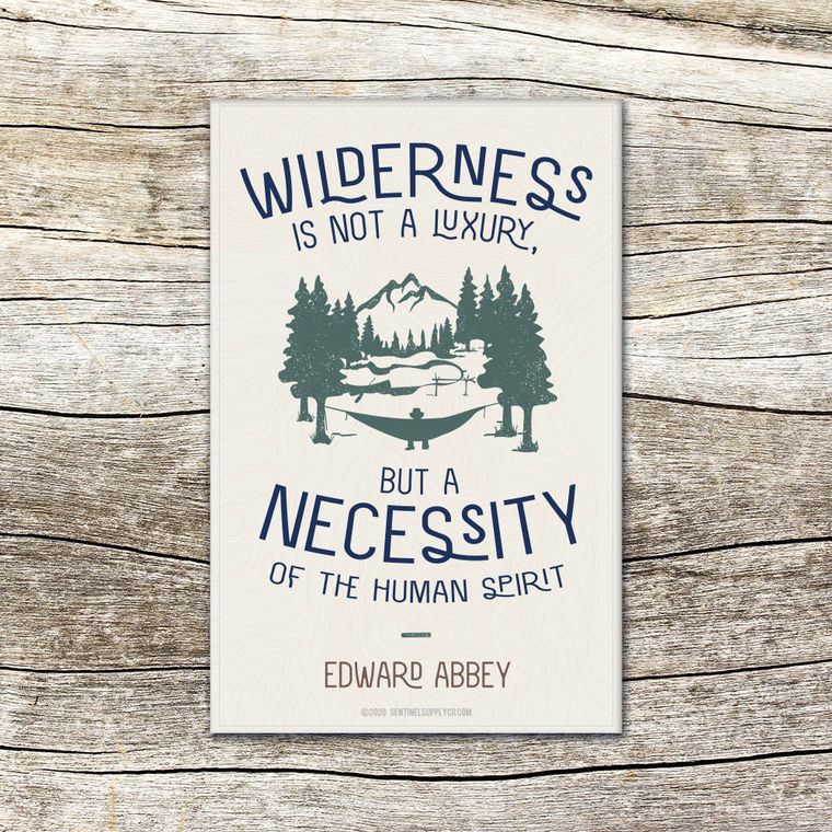 Edward Abbey Wilderness Quote Sticker - Light Tan